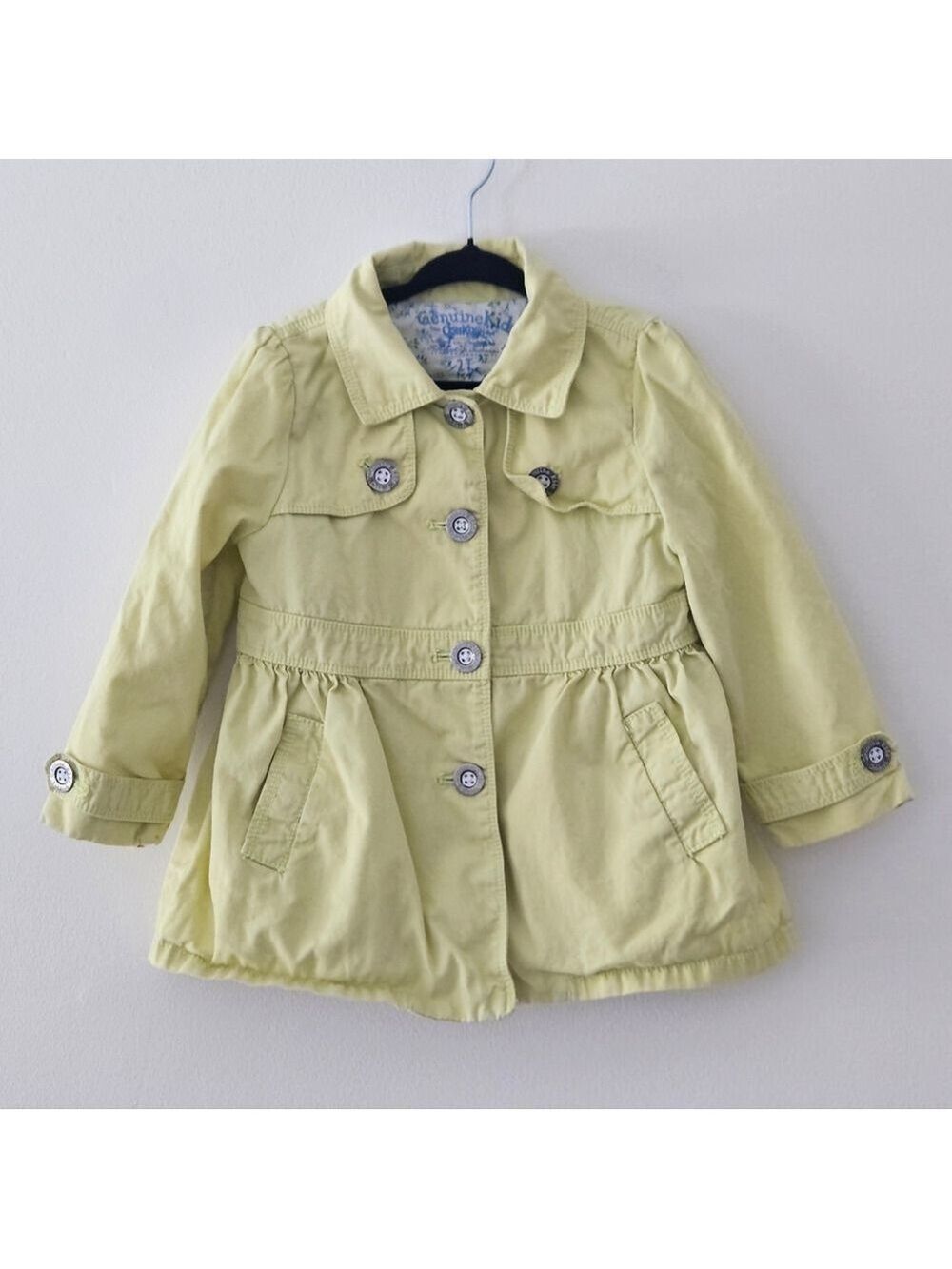 5/$25 Genuine Kids OshKosh Toddler Girl Yellow Trench Coat Jacket 2T